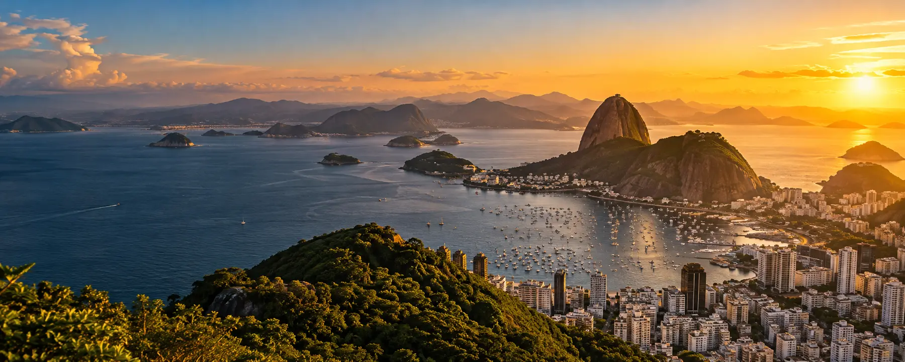 Vista do Pão de Açúcar, da Baía de Guanabara e da cidade do Rio de Janeiro